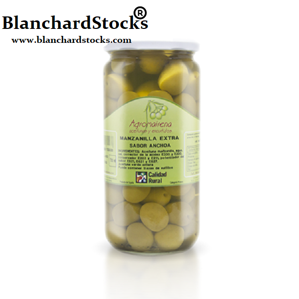 FRASCO ACEITUNAS MANZANILLA EXTRA SABOR ANCHOA 410GR GOURMET
