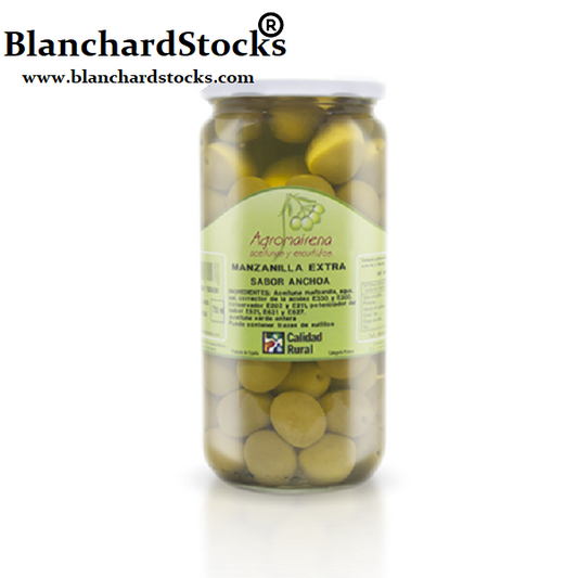FRASCO ACEITUNAS MANZANILLA EXTRA SABOR ANCHOA 410GR GOURMET
