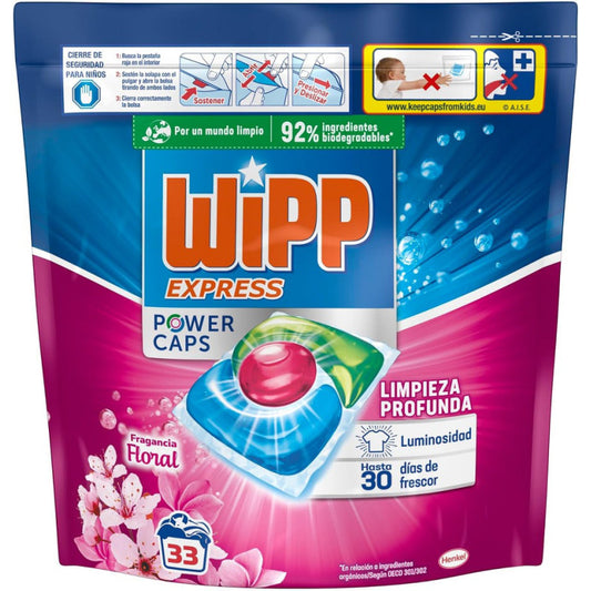 WIPP EXPRESS DETERGENTE POWER  33 CAPSULAS FLOR CAJA DE 5 UND.